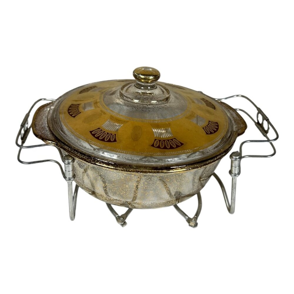 Vintage Fire King‎ Casserole with Metal Serving Holder